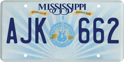 MS license plate AJK662