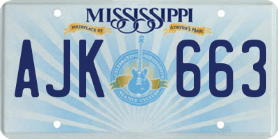 MS license plate AJK663