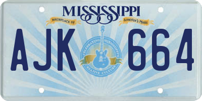 MS license plate AJK664