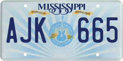 MS license plate AJK665