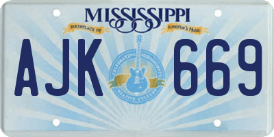 MS license plate AJK669