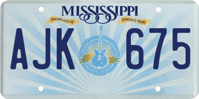 MS license plate AJK675