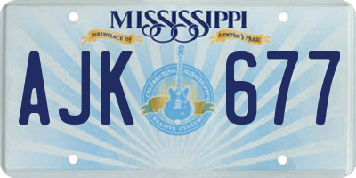MS license plate AJK677