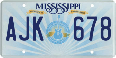 MS license plate AJK678