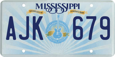 MS license plate AJK679