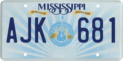 MS license plate AJK681