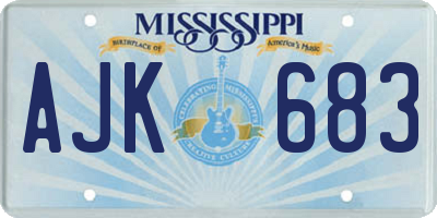 MS license plate AJK683
