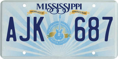 MS license plate AJK687