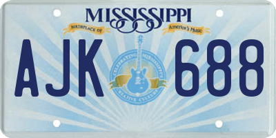 MS license plate AJK688