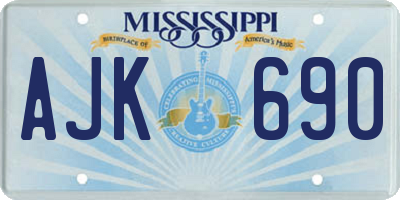 MS license plate AJK690