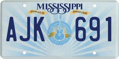 MS license plate AJK691
