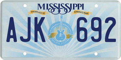 MS license plate AJK692