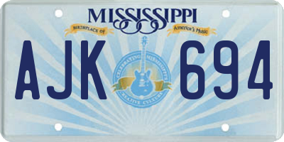 MS license plate AJK694