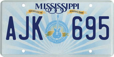 MS license plate AJK695