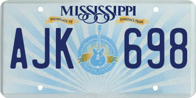 MS license plate AJK698