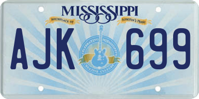 MS license plate AJK699