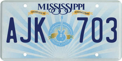MS license plate AJK703