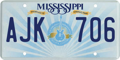MS license plate AJK706
