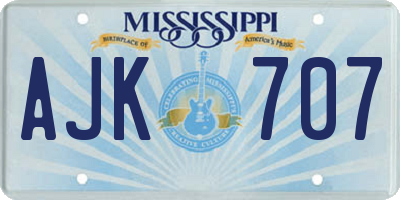 MS license plate AJK707