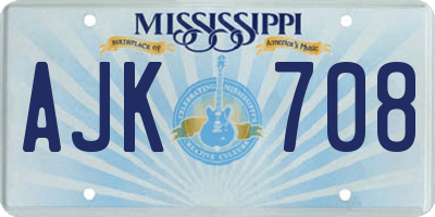MS license plate AJK708