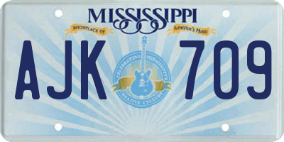 MS license plate AJK709