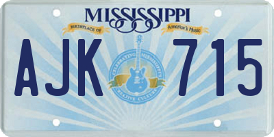 MS license plate AJK715