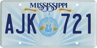 MS license plate AJK721