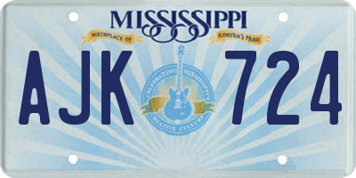 MS license plate AJK724