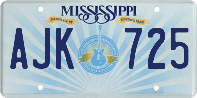 MS license plate AJK725