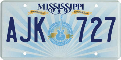 MS license plate AJK727