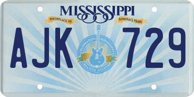 MS license plate AJK729