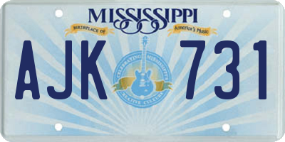 MS license plate AJK731