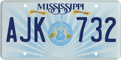 MS license plate AJK732