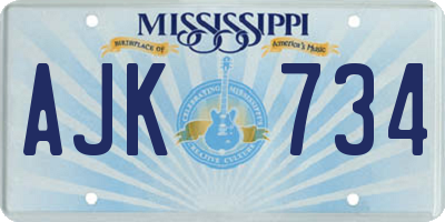MS license plate AJK734