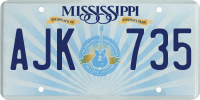 MS license plate AJK735