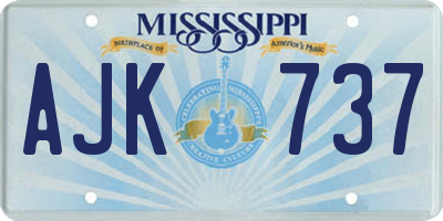 MS license plate AJK737