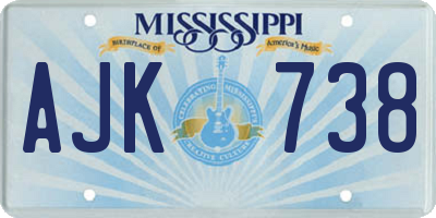 MS license plate AJK738