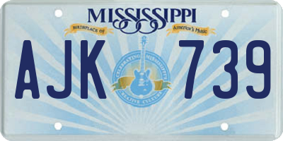 MS license plate AJK739