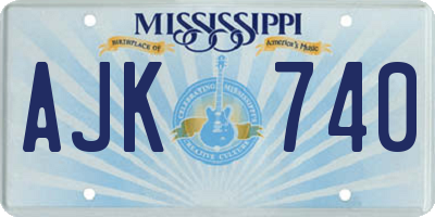 MS license plate AJK740