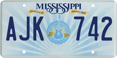 MS license plate AJK742