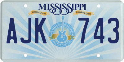 MS license plate AJK743