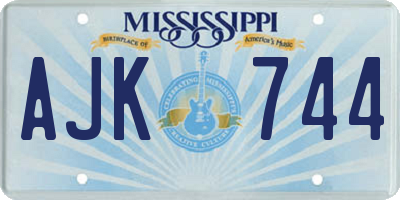 MS license plate AJK744