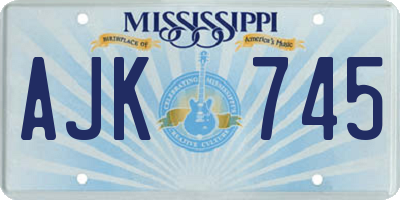 MS license plate AJK745