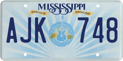 MS license plate AJK748