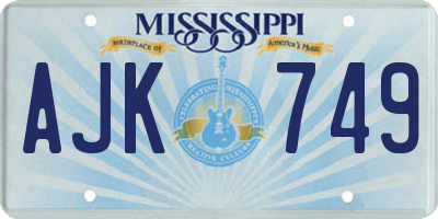MS license plate AJK749