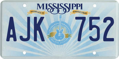 MS license plate AJK752