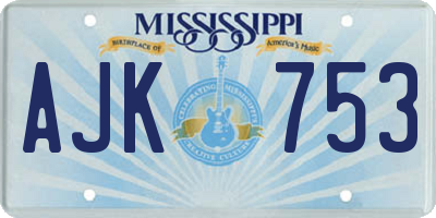 MS license plate AJK753