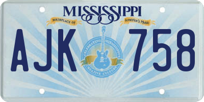 MS license plate AJK758