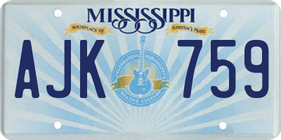 MS license plate AJK759