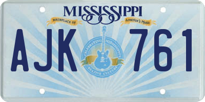 MS license plate AJK761